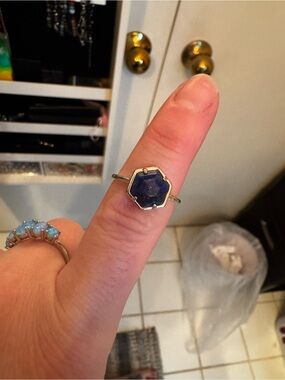 Silver Lapis Lazuli Octagon Stone Ring